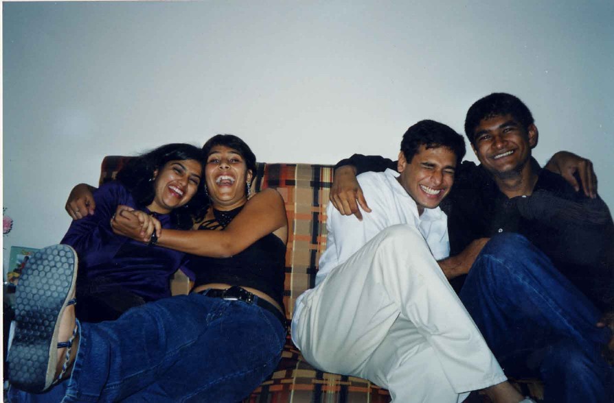 Thats Divya, Helen, Carl & Affy at Helens place. I don't know what they were doing.